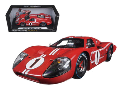 Ford GT MK IV #1 Red with White Stripes 24H of Le Mans (1967) 1/18 Diecast Model Car by Shelby Collectibles Shelby Collectibles