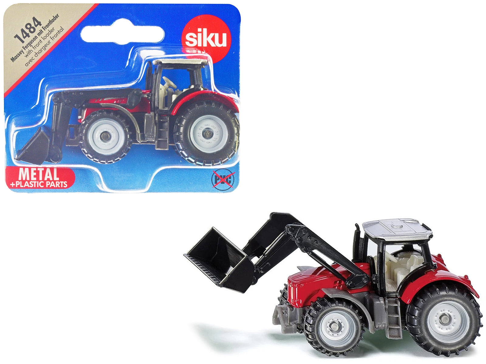 Massey Ferguson Tractor with Front Loader Red with Silver Top Diecast Model by Siku SIKU