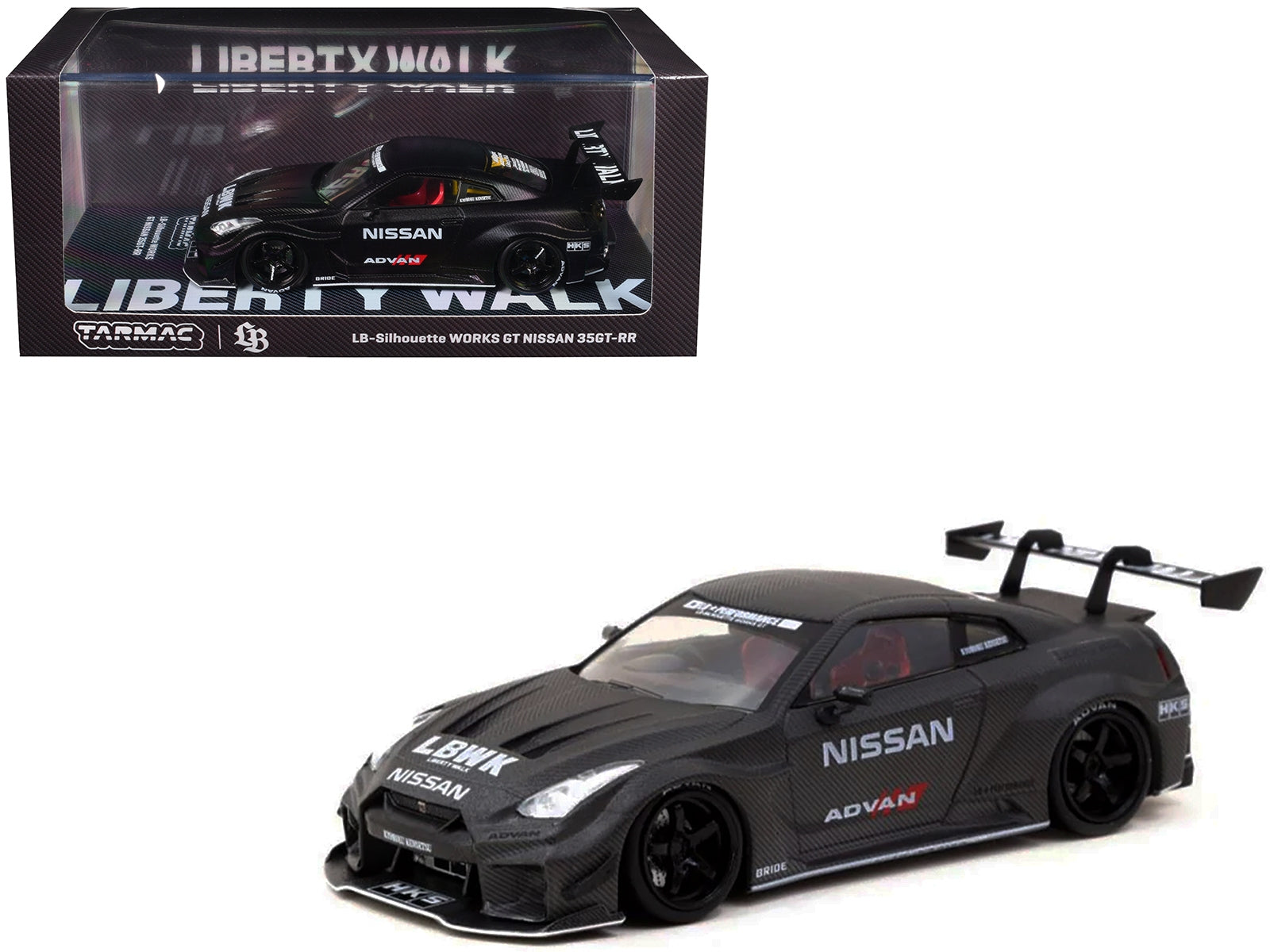 Nissan 35GT-RR LB-Silhouette WORKS GT RHD (Right Hand Drive) "Liberty Walk" Full Carbon "Hobby43" Series 1/43 Diecast Model Car by Tarmac Works Tarmac Works