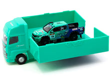 Load image into Gallery viewer, 2017 Toyota Hilux AXCR Pickup Truck RHD (Right Hand Drive) #119 Green and Blue &quot;Falken&quot; Livery with Plastic Transporter Packaging &quot;Falken Tires&quot; 1/64 Diecast Model Car by Tarmac Works Tarmac Works
