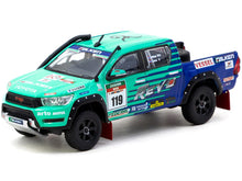 Load image into Gallery viewer, 2017 Toyota Hilux AXCR Pickup Truck RHD (Right Hand Drive) #119 Green and Blue &quot;Falken&quot; Livery with Plastic Transporter Packaging &quot;Falken Tires&quot; 1/64 Diecast Model Car by Tarmac Works Tarmac Works
