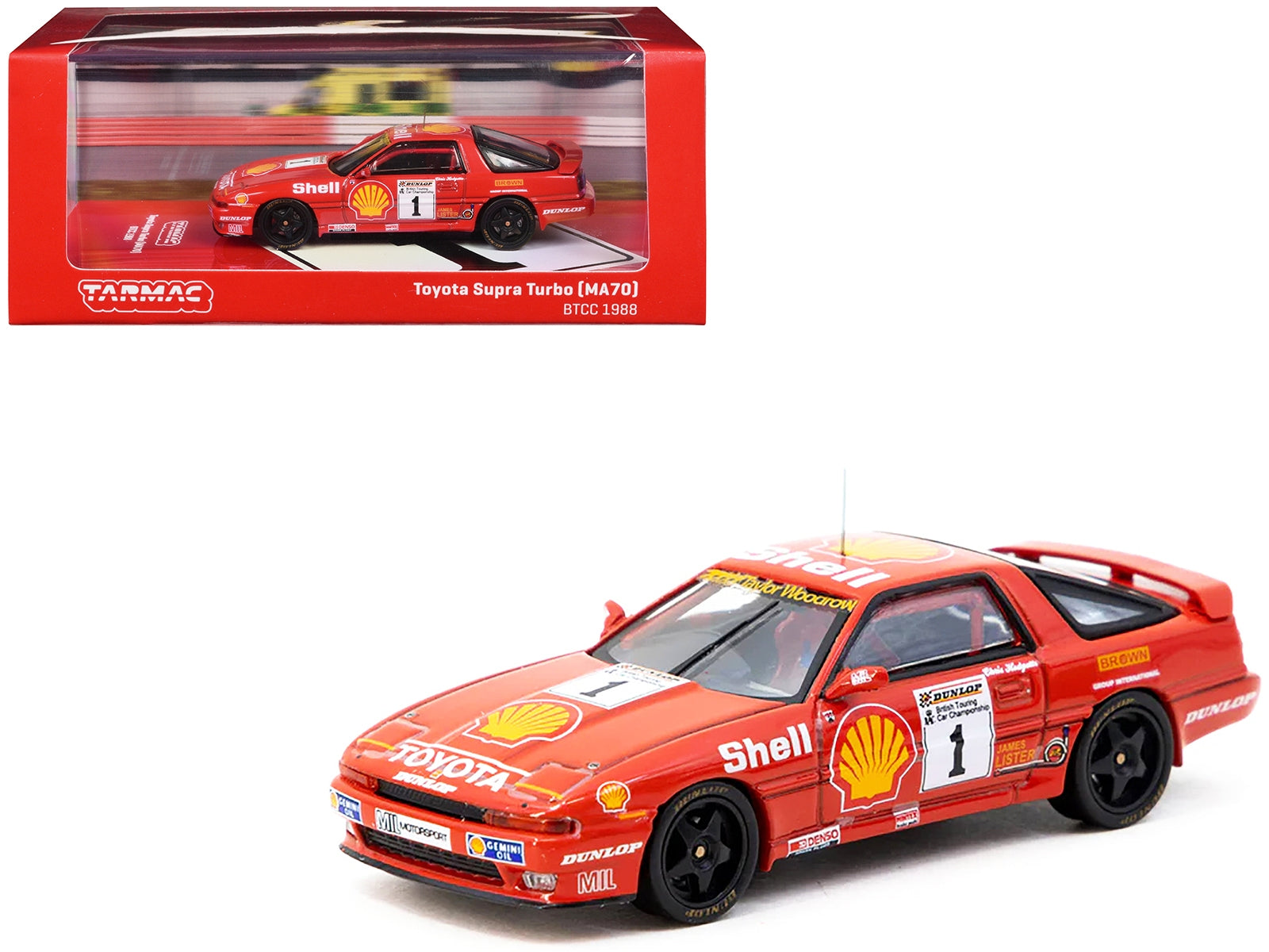 Toyota Supra Turbo (MA70) RHD (Right Hand Drive) #1 Chris Hodgetts "British Touring Car Championship" (1988) "Hobby64" Series 1/64 Diecast Model Car by Tarmac Works Tarmac Works