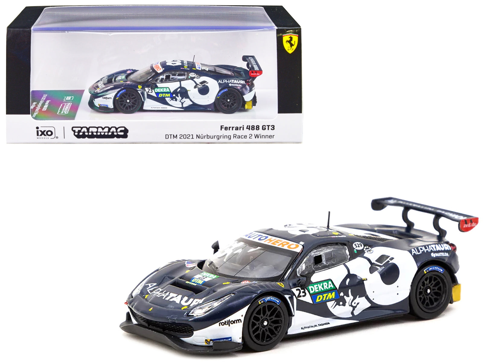 Ferrari 488 GT3 #23 Alex Albon Winner "DTM Nurburgring Race 2" (2021) "Hobby64" Series 1/64 Diecast Model Car by Tarmac Works Tarmac Works