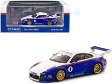 Load image into Gallery viewer, 997 Old &amp; New Body Kit #1 Blue Metallic and White with Stripes &quot;Recaro&quot; &quot;Hobby64&quot; Series 1/64 Diecast Model Car by Tarmac Works Tarmac Works
