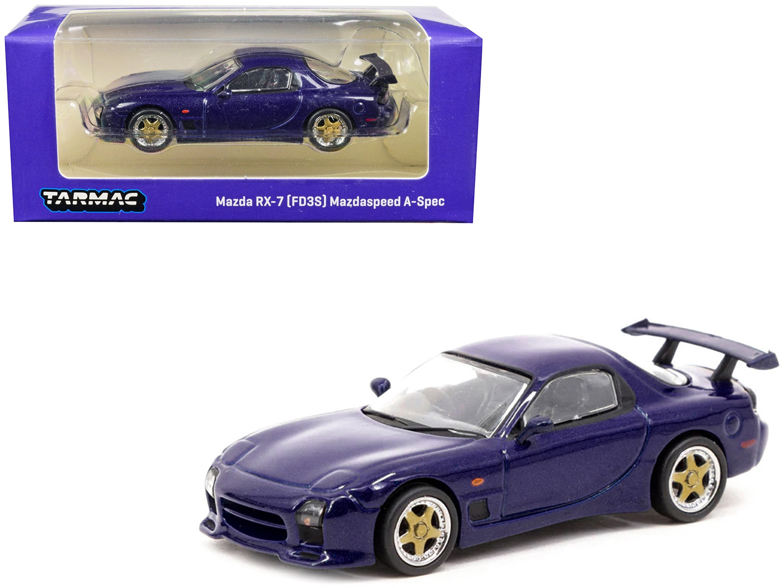 Mazda RX-7 FD3S Mazdaspeed A-Spec RHD (Right Hand Drive) Innocent Blue Mica "Global64" Series 1/64 Diecast Model Car by Tarmac Works Tarmac Works