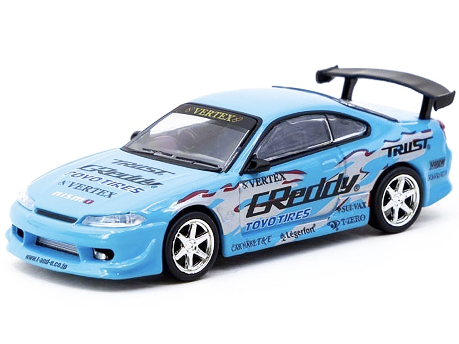 Nissan Silvia (S15) Vertex RHD (Right Hand Drive) "GReddy" Light Blue "Global64" Series 1/64 Diecast Model by Tarmac Works Tarmac Works