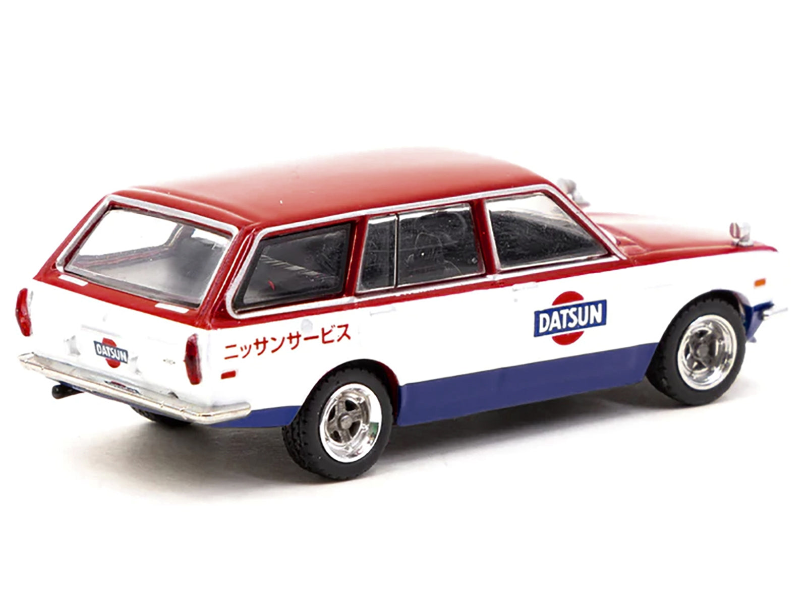 Datsun Bluebird 510 Wagon Service Car Red and White with Blue "Global64" Series 1/64 Diecast Model Car by Tarmac Works Tarmac Works