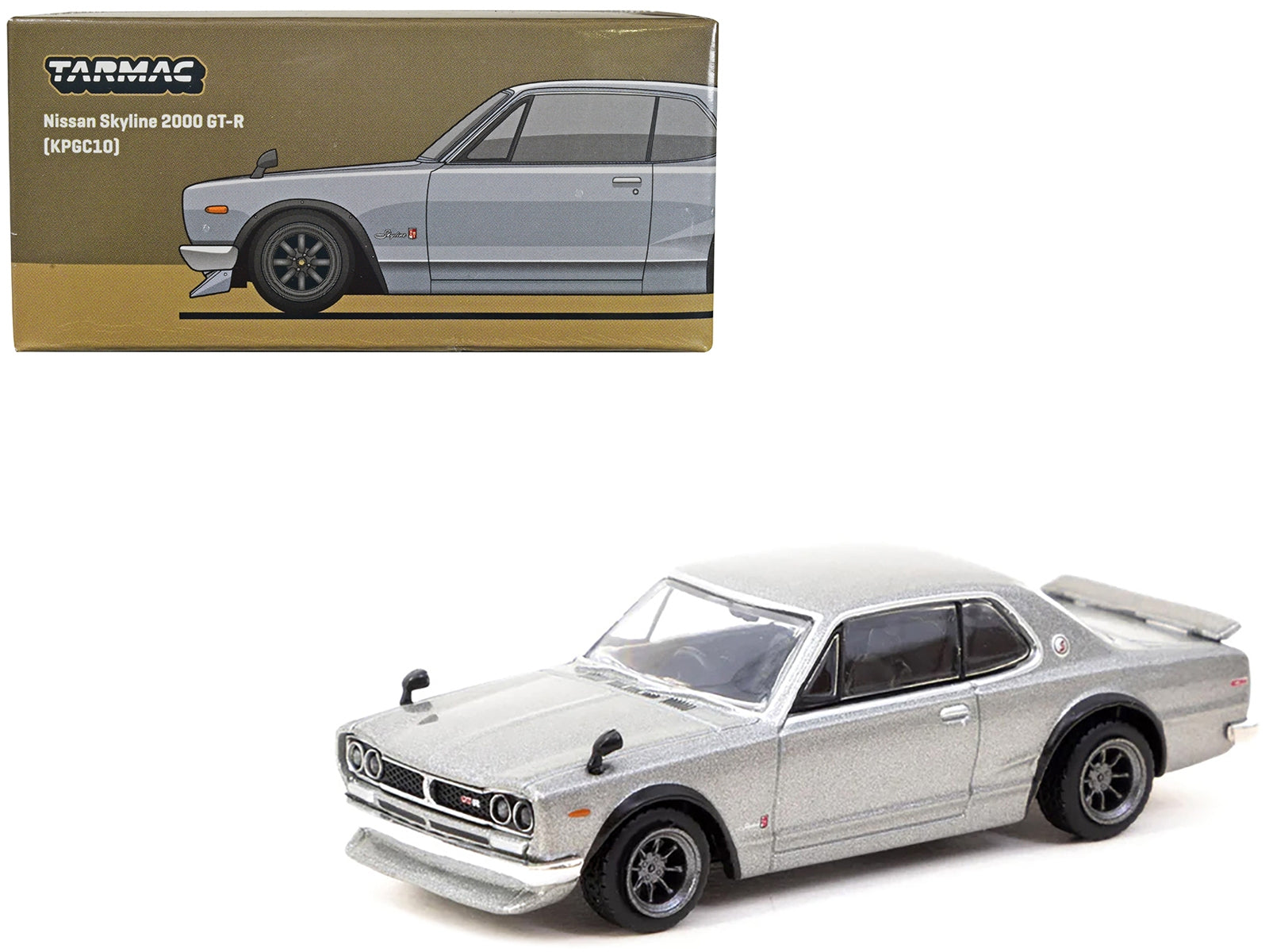 Nissan Skyline 2000 GT-R (KPGC10) RHD (Right Hand Drive) Silver Metallic "Global64" Series 1/64 Diecast Model Car by Tarmac Works Tarmac Works