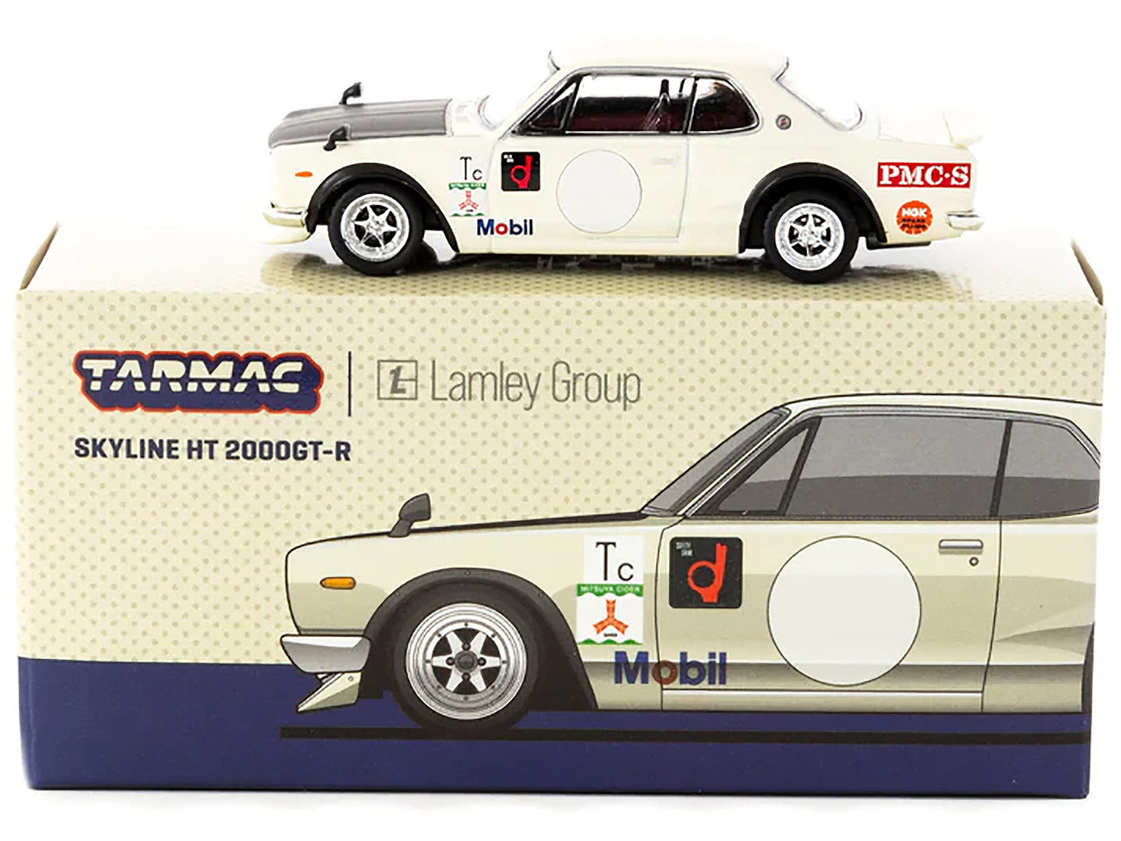 Nissan Skyline HT 2000GT-R RHD (Right Hand Drive) "Lamley Group" White with Black Hood "Global64" Series 1/64 Diecast Model Car by Tarmac Works Tarmac Works