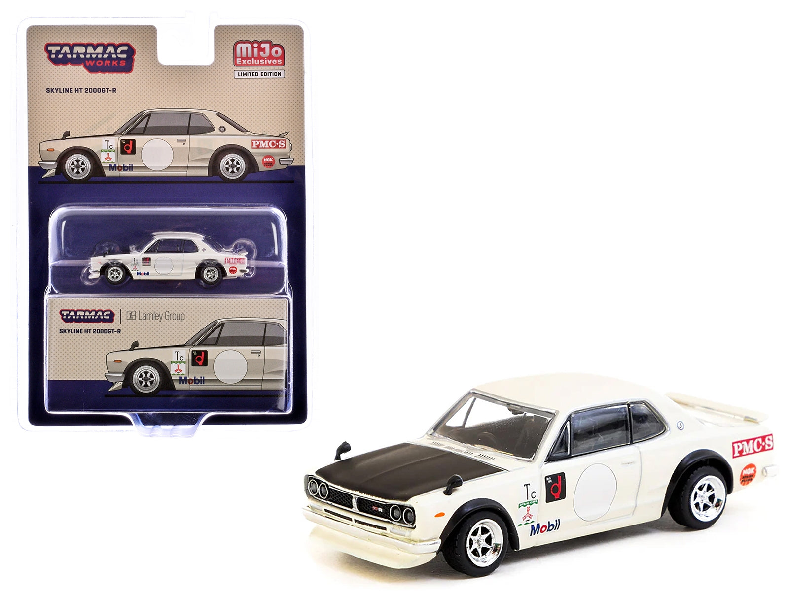 Nissan Skyline HT 2000GT-R RHD (Right Hand Drive) "Lamley Group" White with Black Hood "Global64" Series 1/64 Diecast Model Car by Tarmac Works Tarmac Works