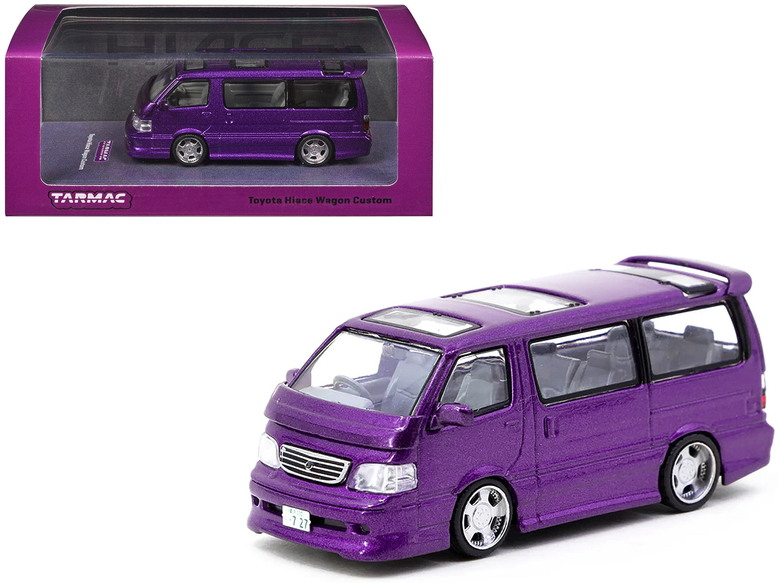 Toyota Hiace Wagon Custom Van RHD (Right Hand Drive) Purple Metallic "Road64" Series 1/64 Diecast Model Car by Tarmac Works Tarmac Works