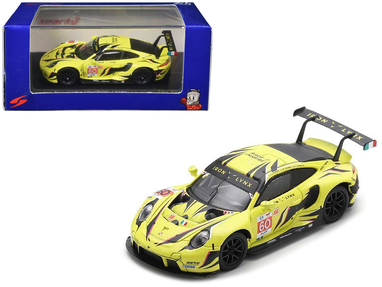 Porsche 911 RSR-19 #60 Matteo Cressoni - Alessio Picariello - Claudio Schiavoni "Iron Lynx" "24 Hours of Le Mans" (2023) 1/64 Diecast Model Car by Sparky Sparky