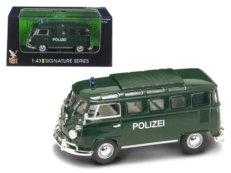 1962 Volkswagen Microbus Police Green 1/43 Diecast Car Model by Road Signature Road Signature